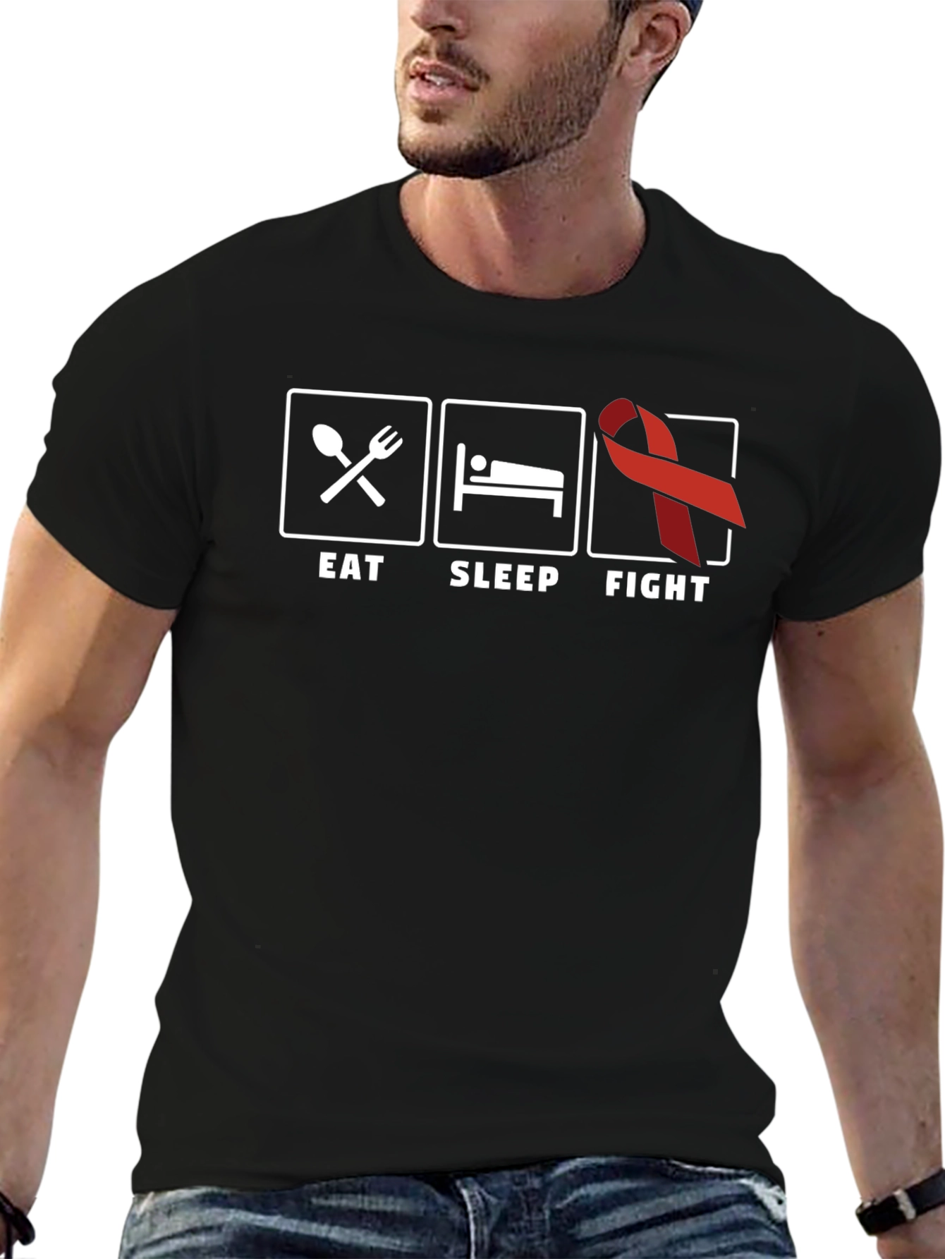 Eat Sleep Fight Cancer Awareness T-Shirt