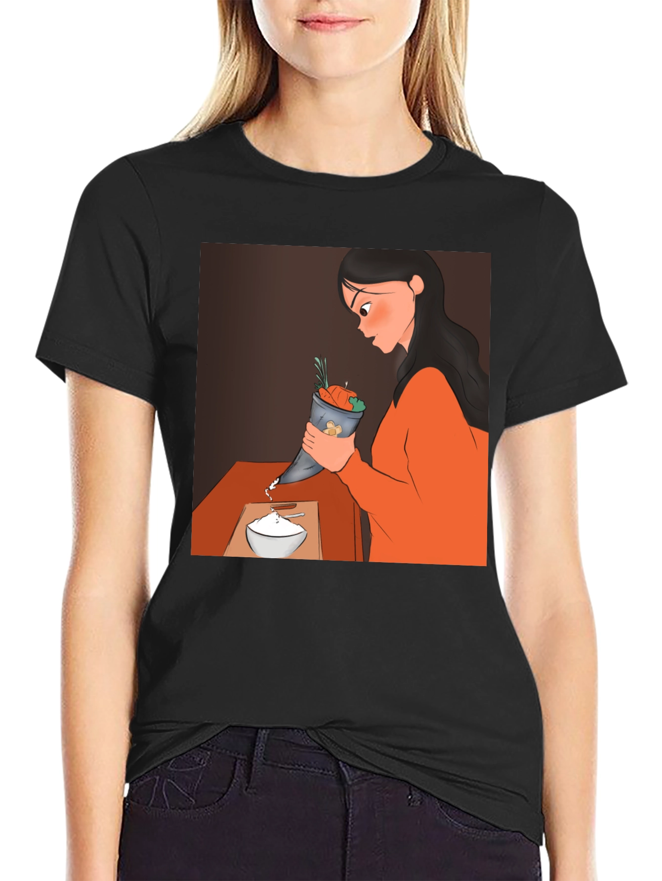 Cartoon Design Black T-Shirt