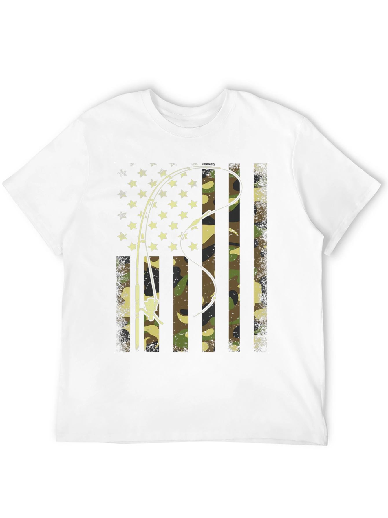 Fishing Rod American Flag Camo T-Shirt