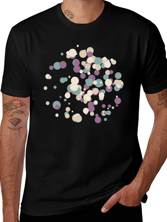 Modern Abstract Dot Pattern Black T-Shirt