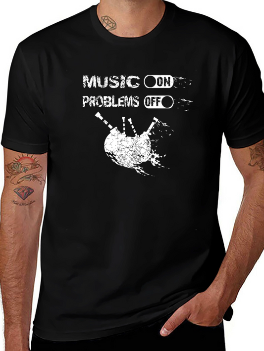 Music On Problems Off Bagpipe Graphic T-Shirt