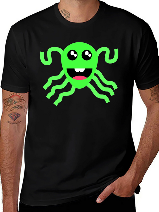 Funny Green Alien Black T-Shirt