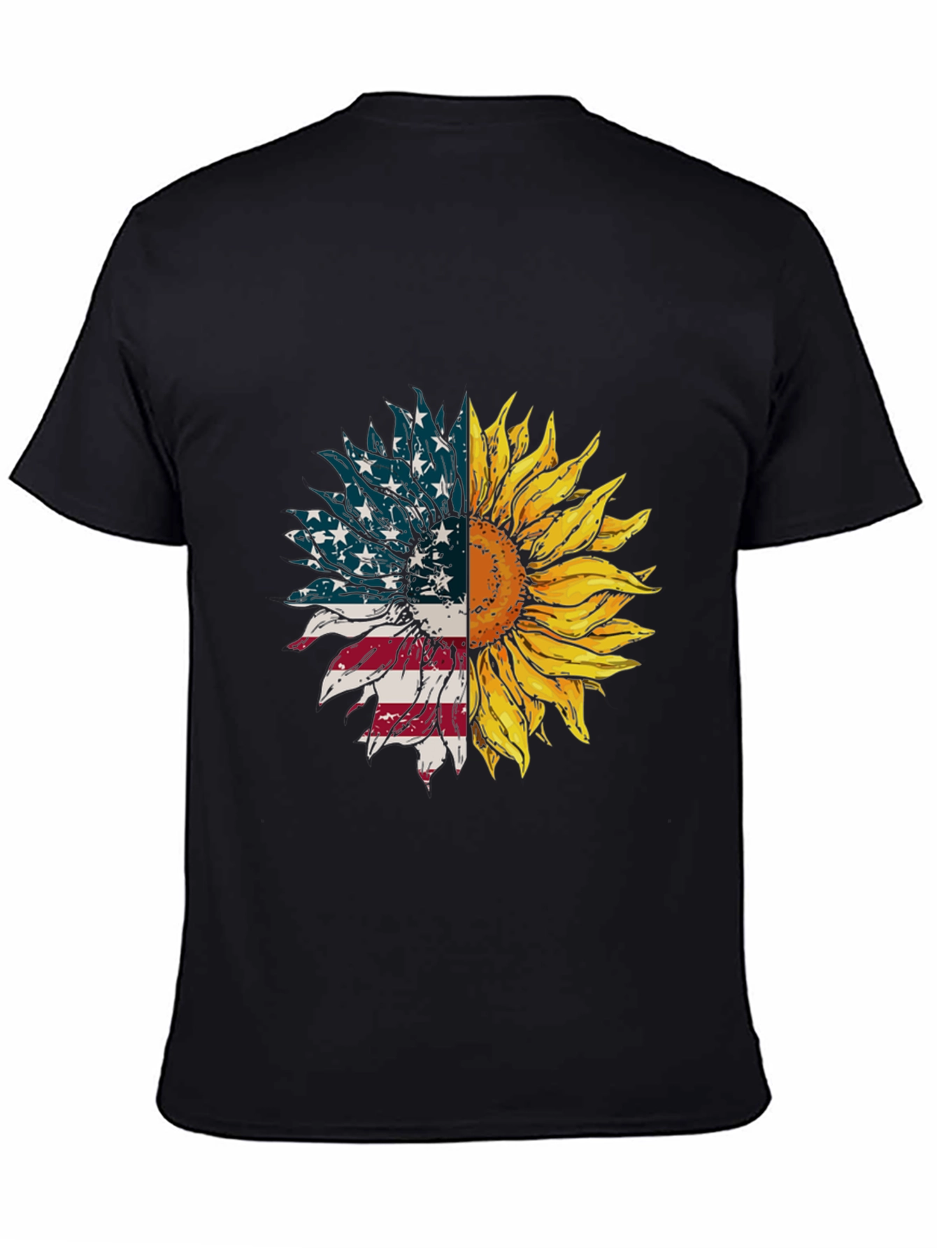 American Flag Sunflower Graphic Tee - Black