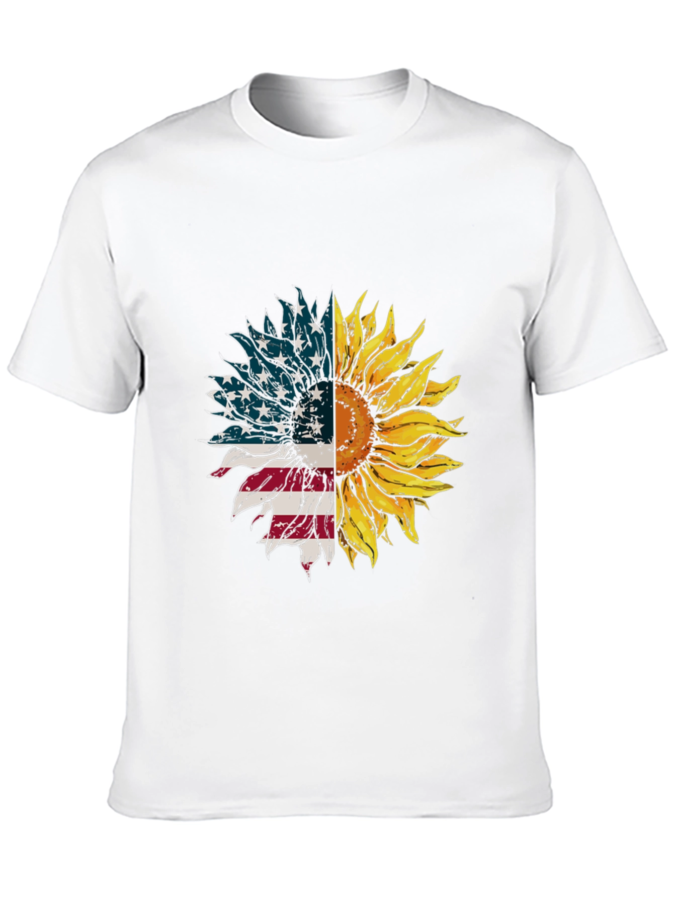 American Flag Sunflower Graphic Tee - Black