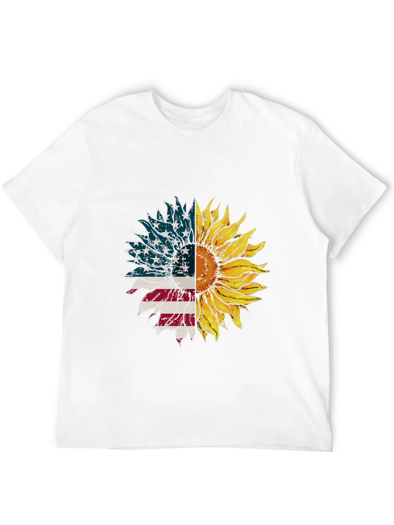 American Flag Sunflower Graphic Tee - Black