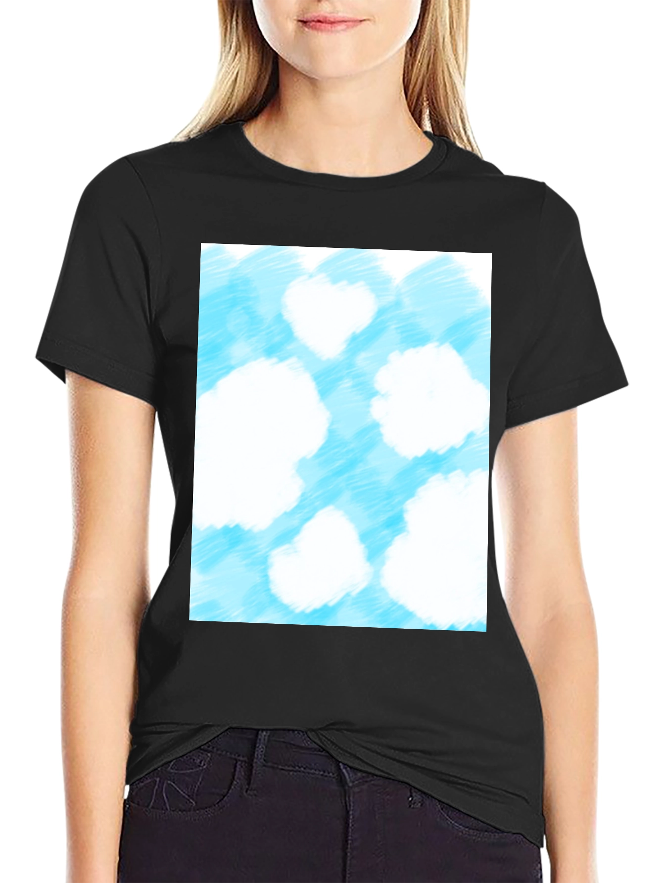 Cloud Print Black T-Shirt