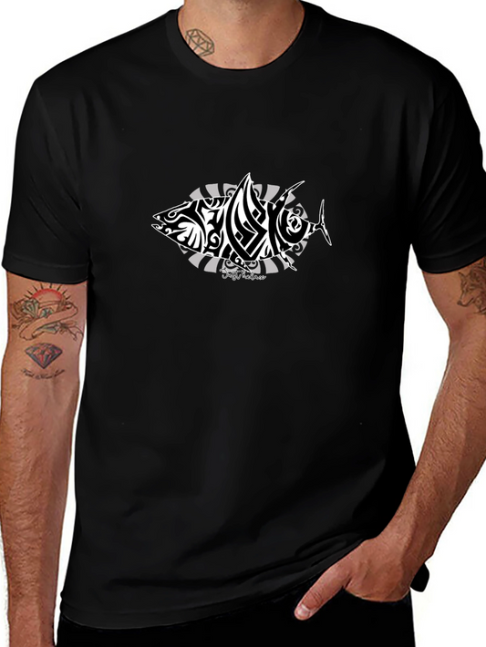 Tribal Tuna Graphic Tee - Stylish Mens Black T-Shirt