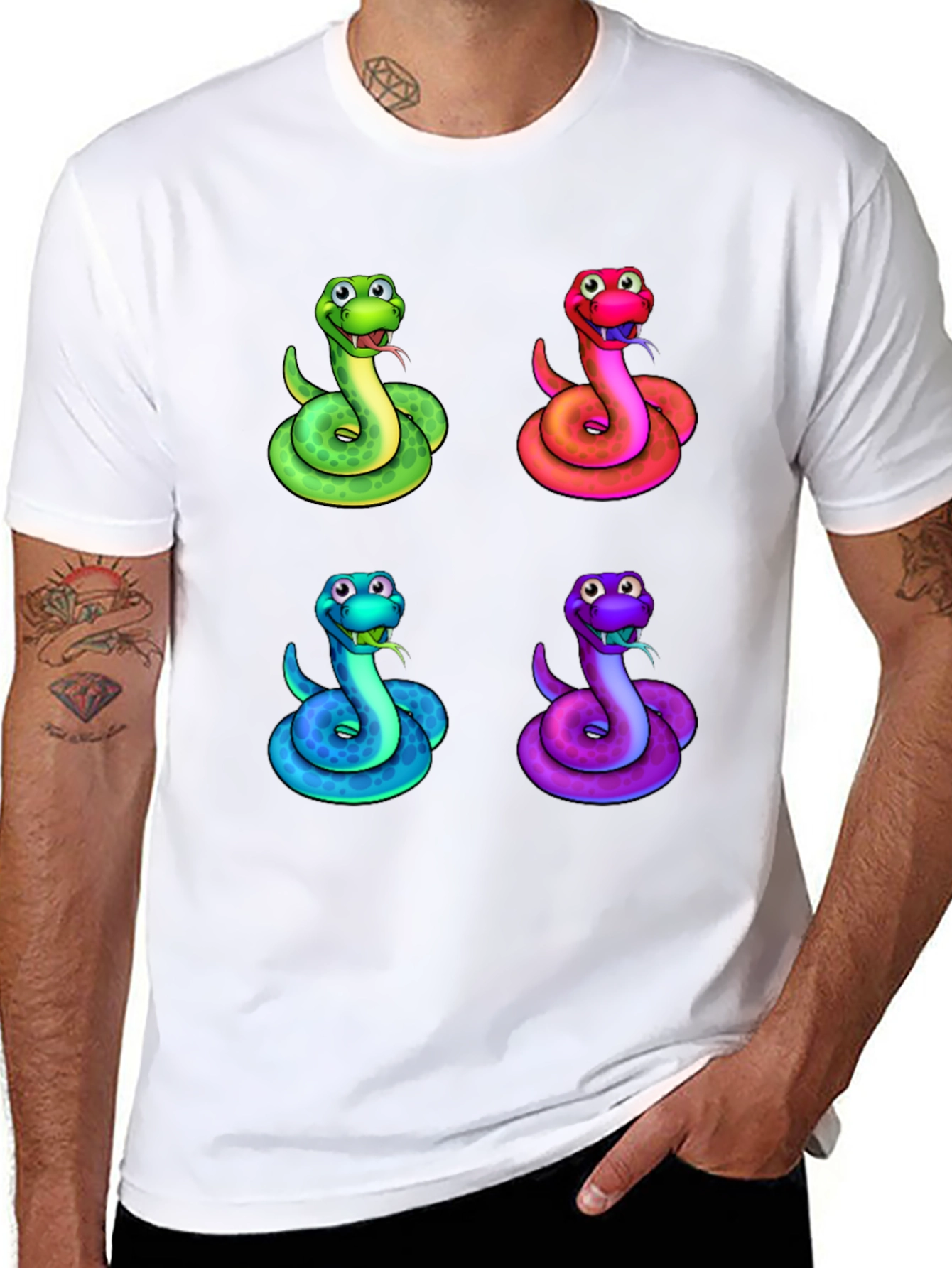 Colorful Cartoon Snake T-Shirt