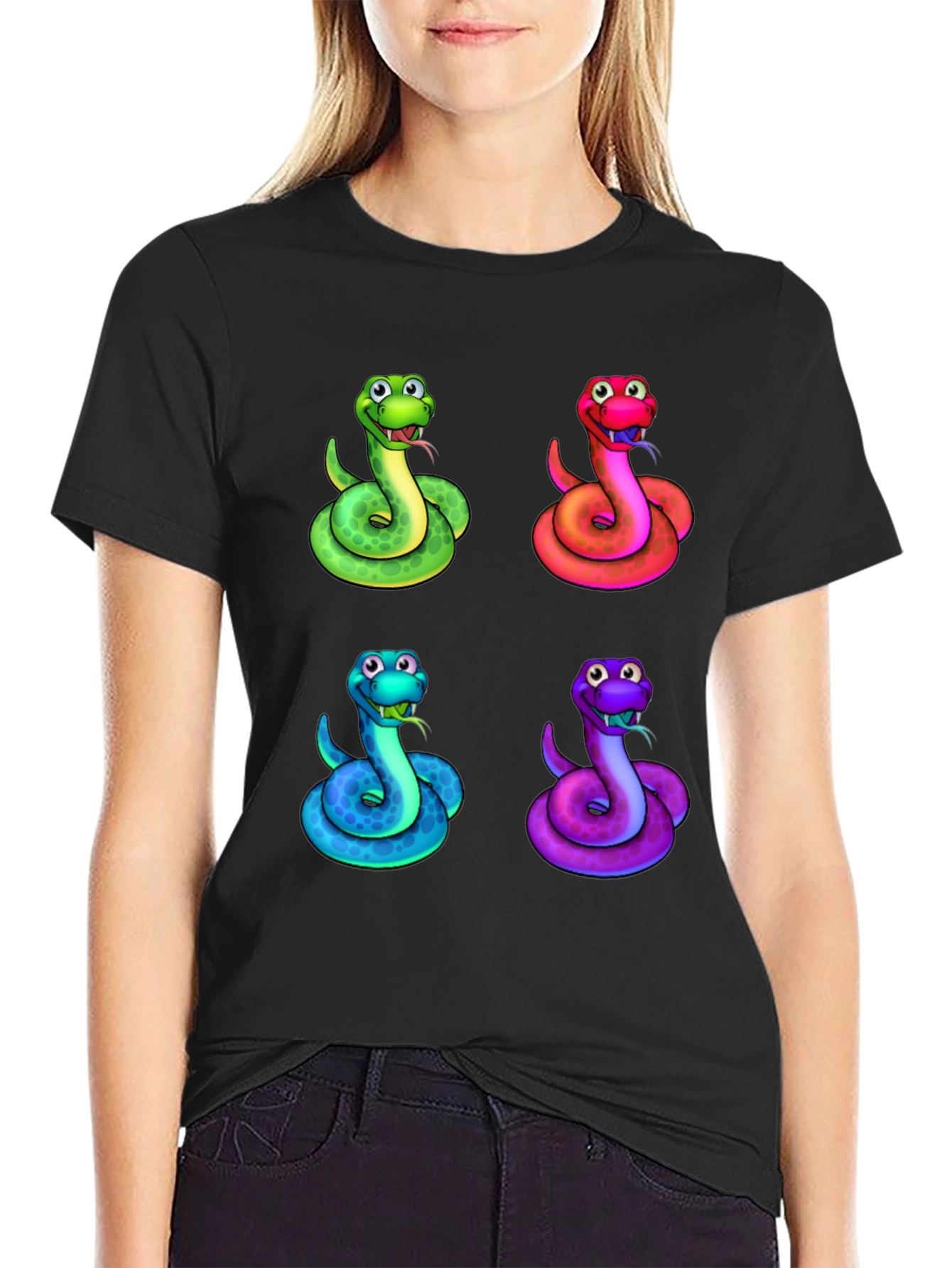 Colorful Cartoon Snake T-Shirt