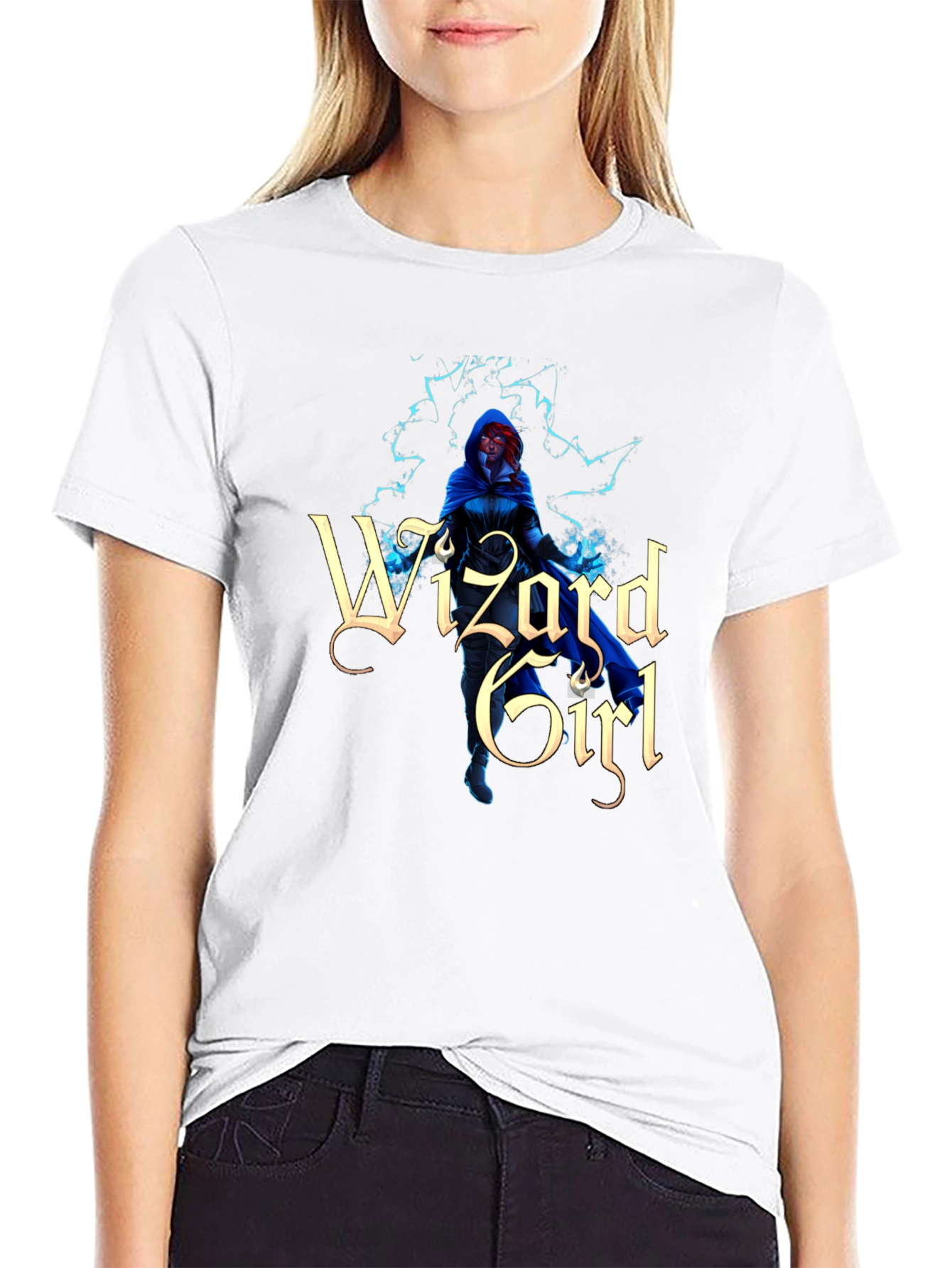 Wizard Girl Graphic Black T-Shirt