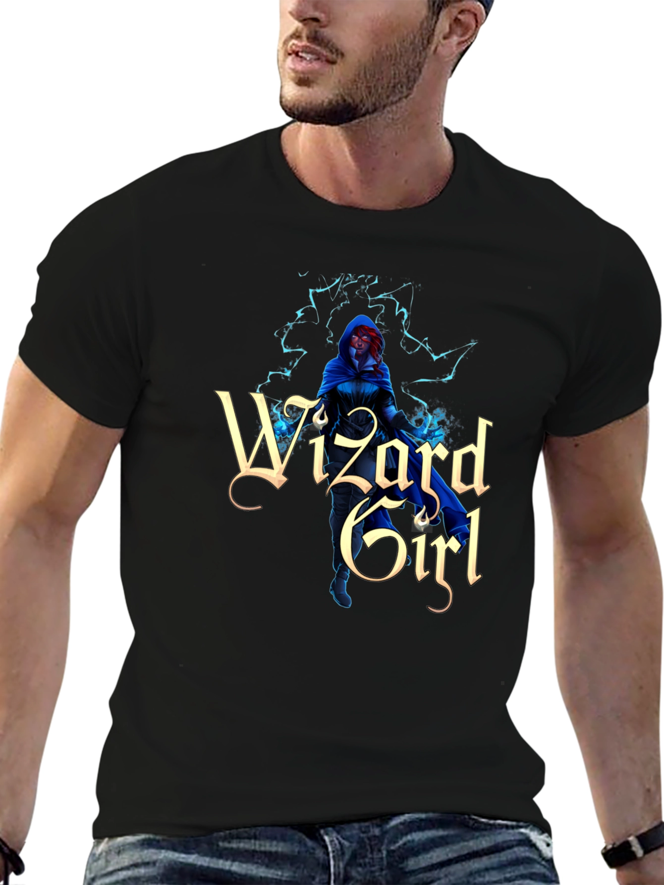 Wizard Girl Graphic Black T-Shirt