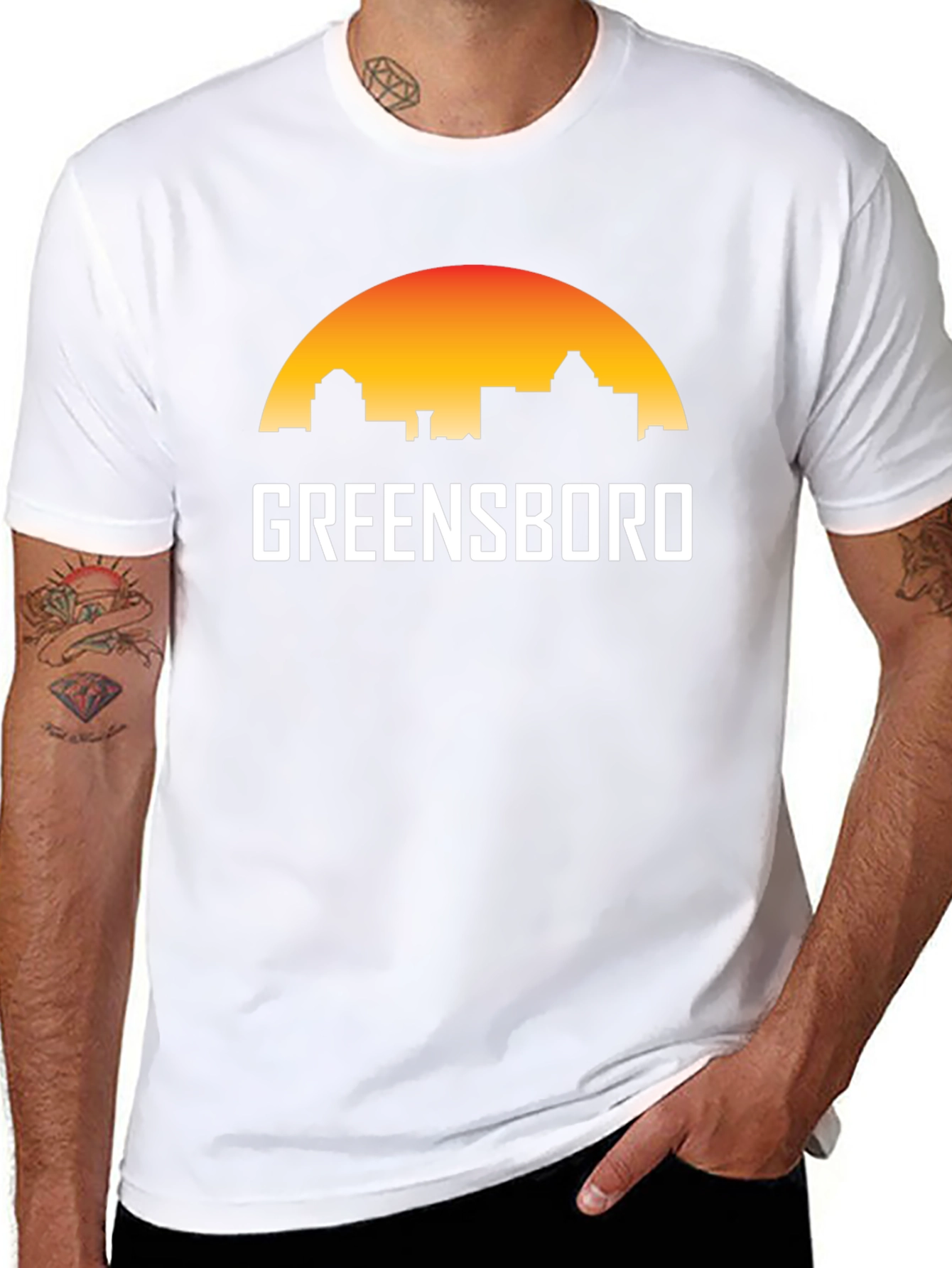 Greensboro Skyline T-Shirt - Cityscape Sunset Tee