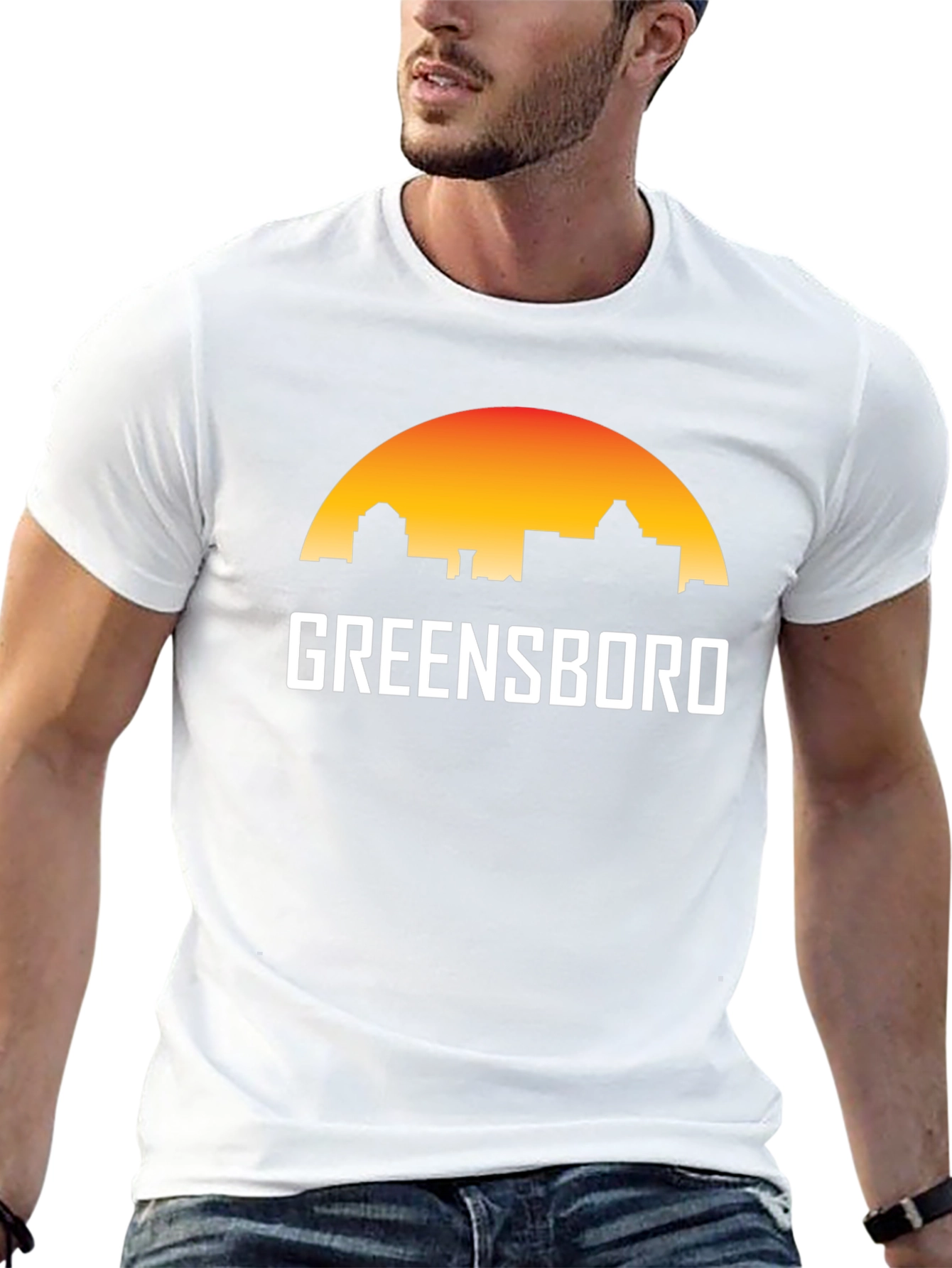 Greensboro Skyline T-Shirt - Cityscape Sunset Tee