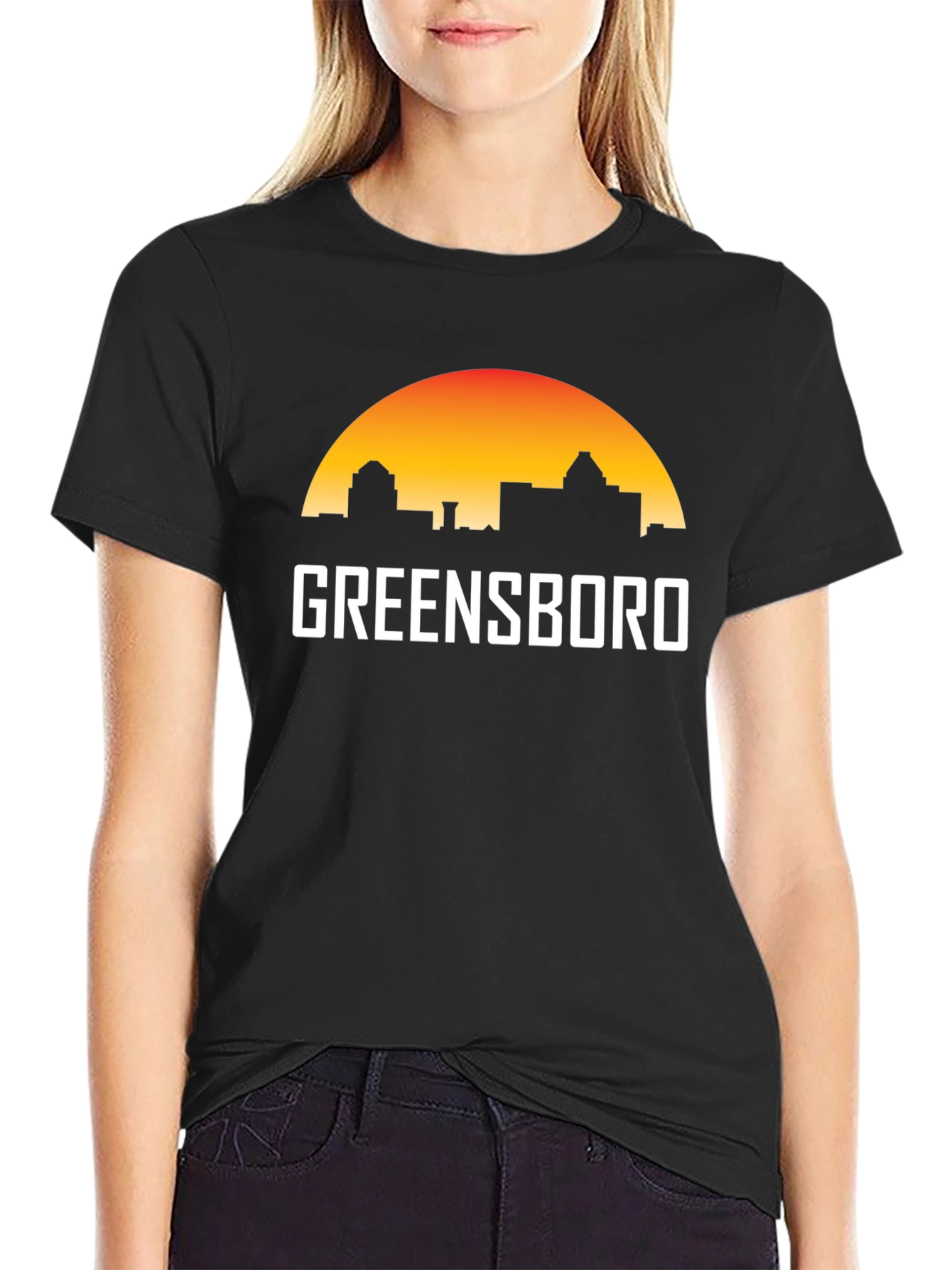 Greensboro Skyline T-Shirt - Cityscape Sunset Tee