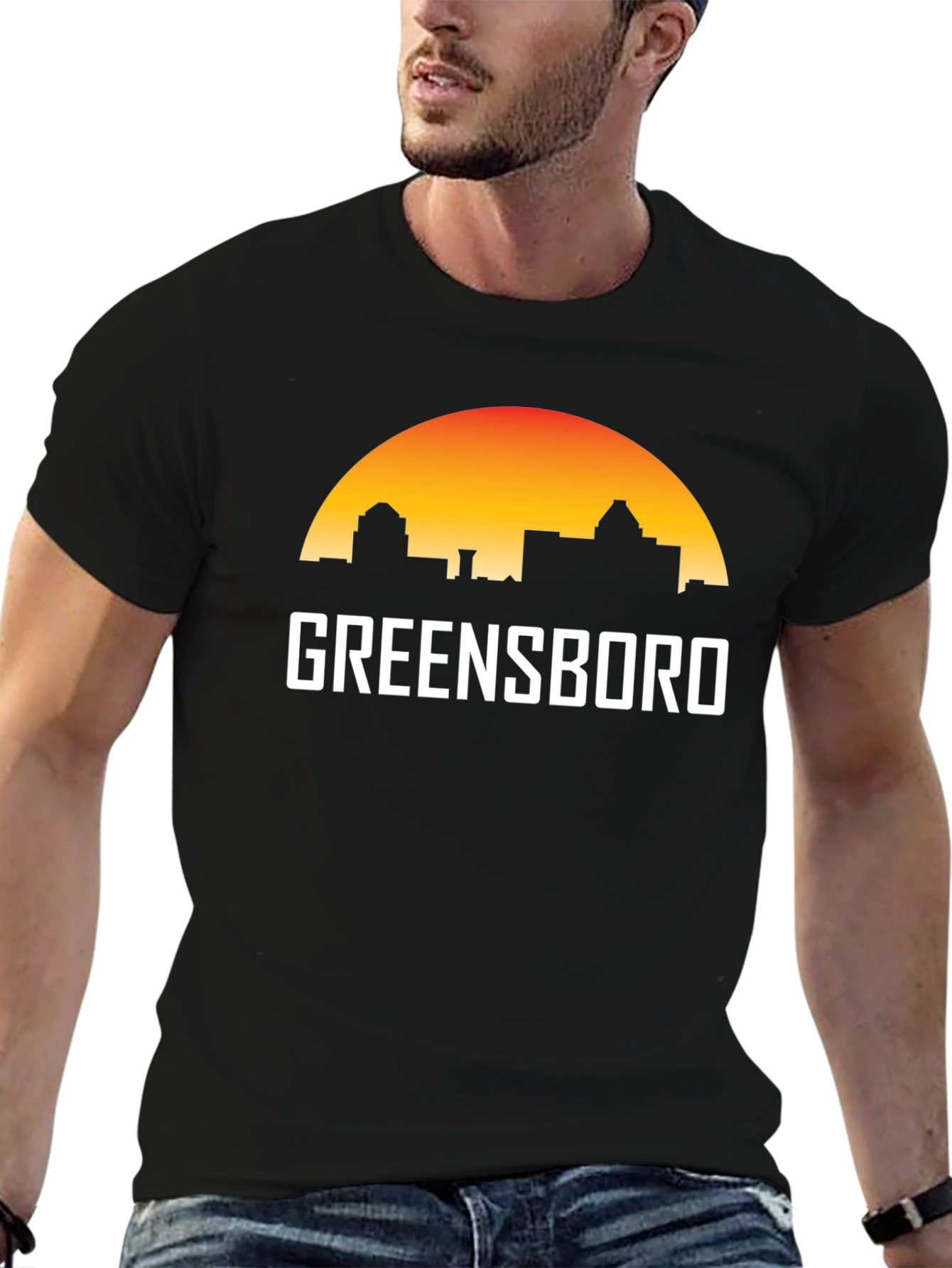 Greensboro Skyline T-Shirt - Cityscape Sunset Tee