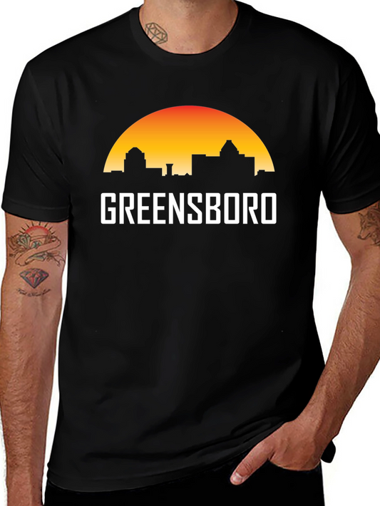 Greensboro Skyline T-Shirt - Cityscape Sunset Tee