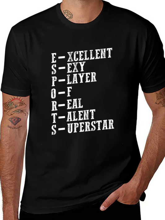 E-Sports Superstar Black Graphic T-Shirt