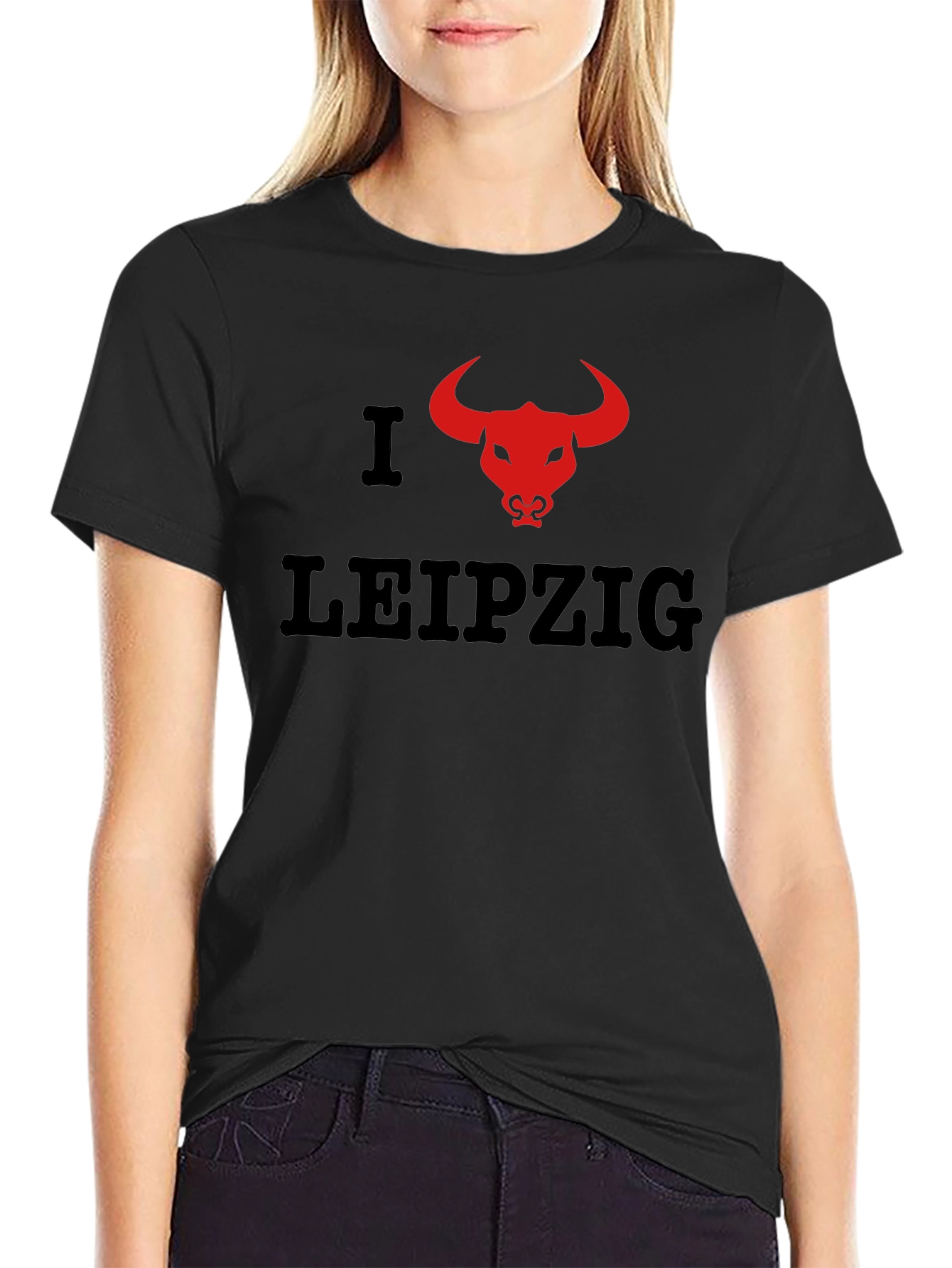 I Love Leipzig Red Bull T-Shirt - Black