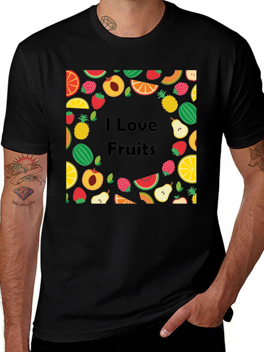 I Love Fruits Graphic Tee - Unisex Black T-Shirt