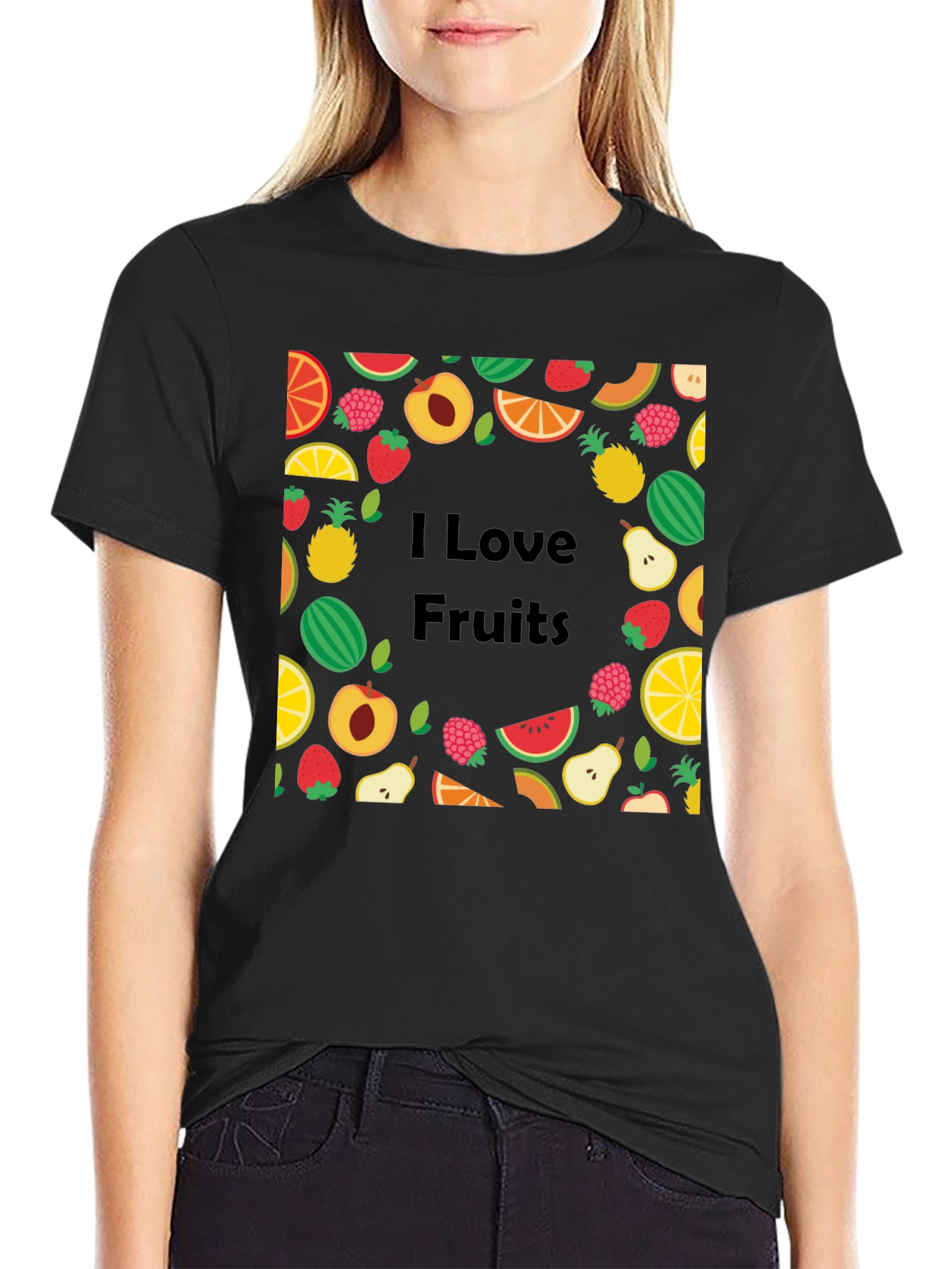 I Love Fruits Graphic Tee - Unisex Black T-Shirt