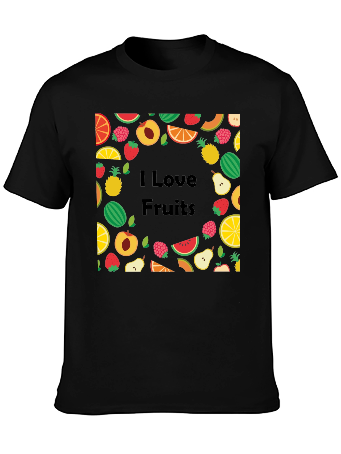 I Love Fruits Graphic Tee - Unisex Black T-Shirt