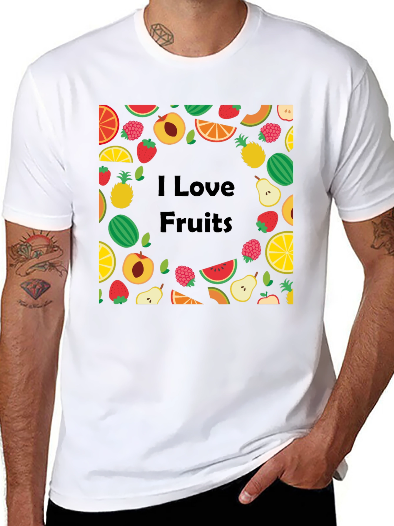 I Love Fruits Graphic Tee - Unisex Black T-Shirt