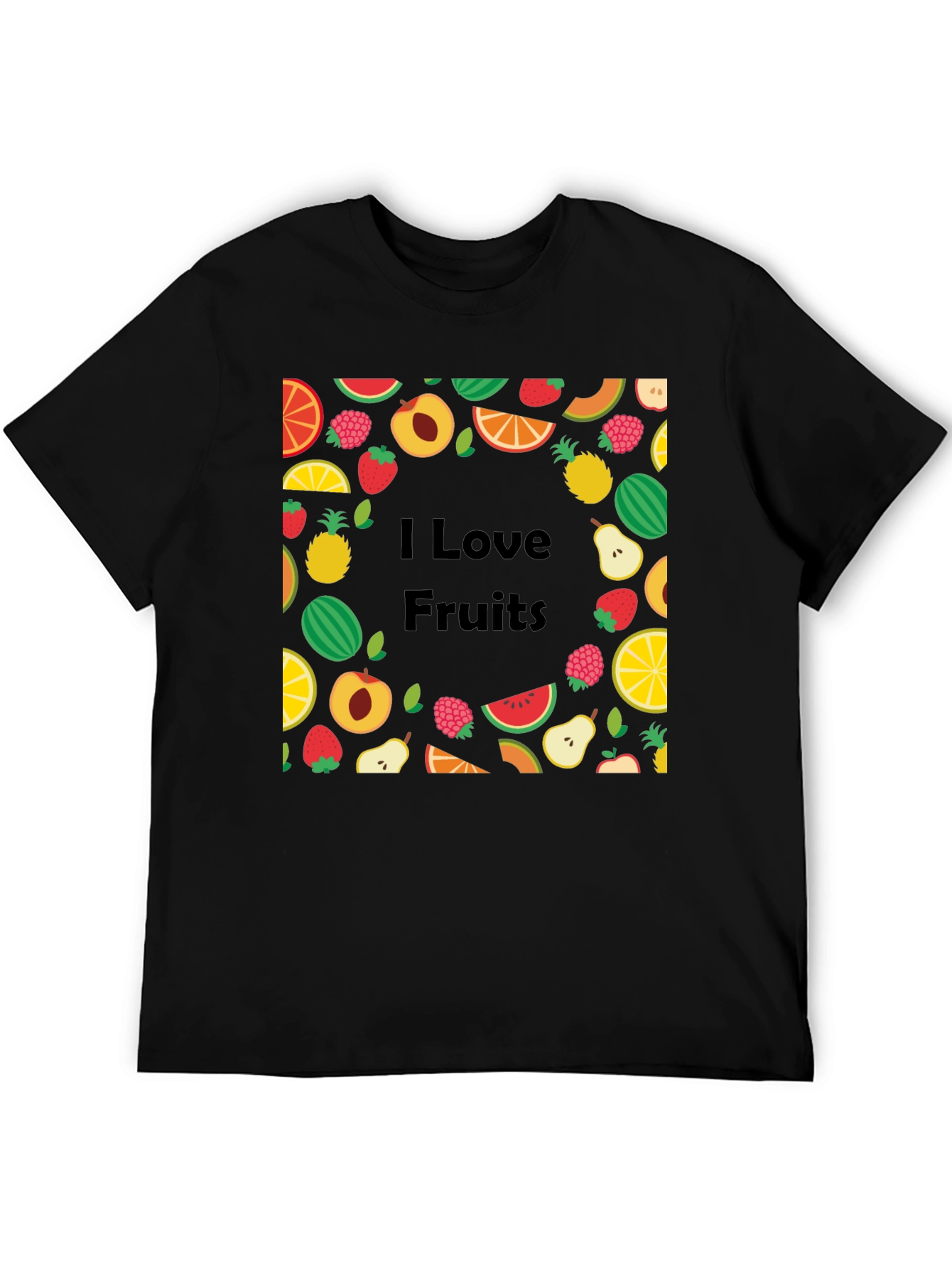 I Love Fruits Graphic Tee - Unisex Black T-Shirt