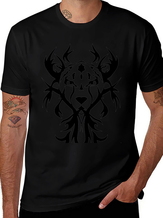 Black Tribal Lion Graphic Tee