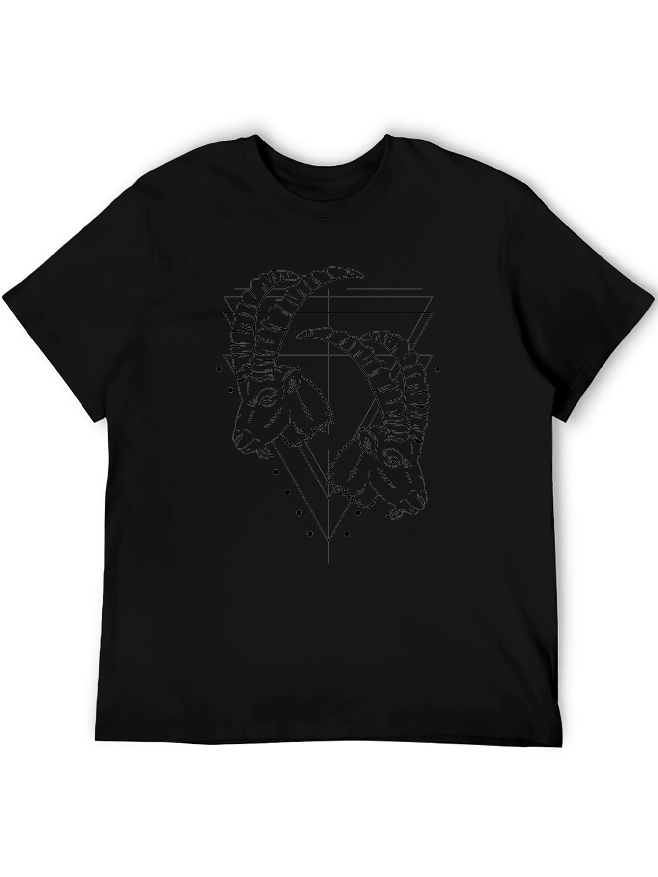 Geometric Goat Head Graphic Print T-Shirt