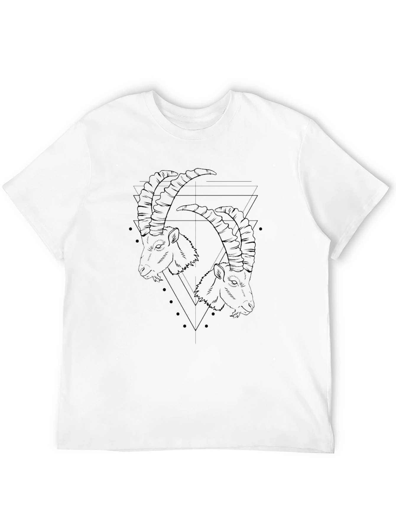 Geometric Goat Head Graphic Print T-Shirt
