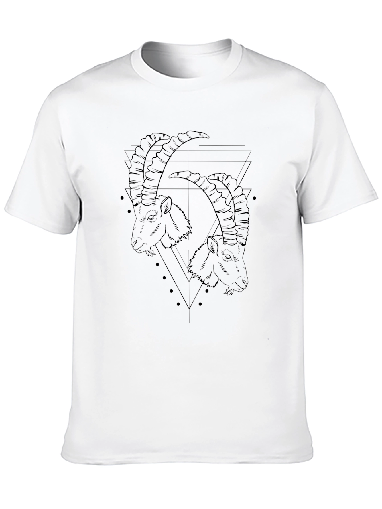 Geometric Goat Head Graphic Print T-Shirt
