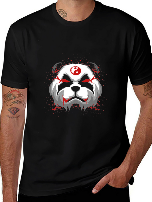 Evil Panda Graphic Print Black T-Shirt