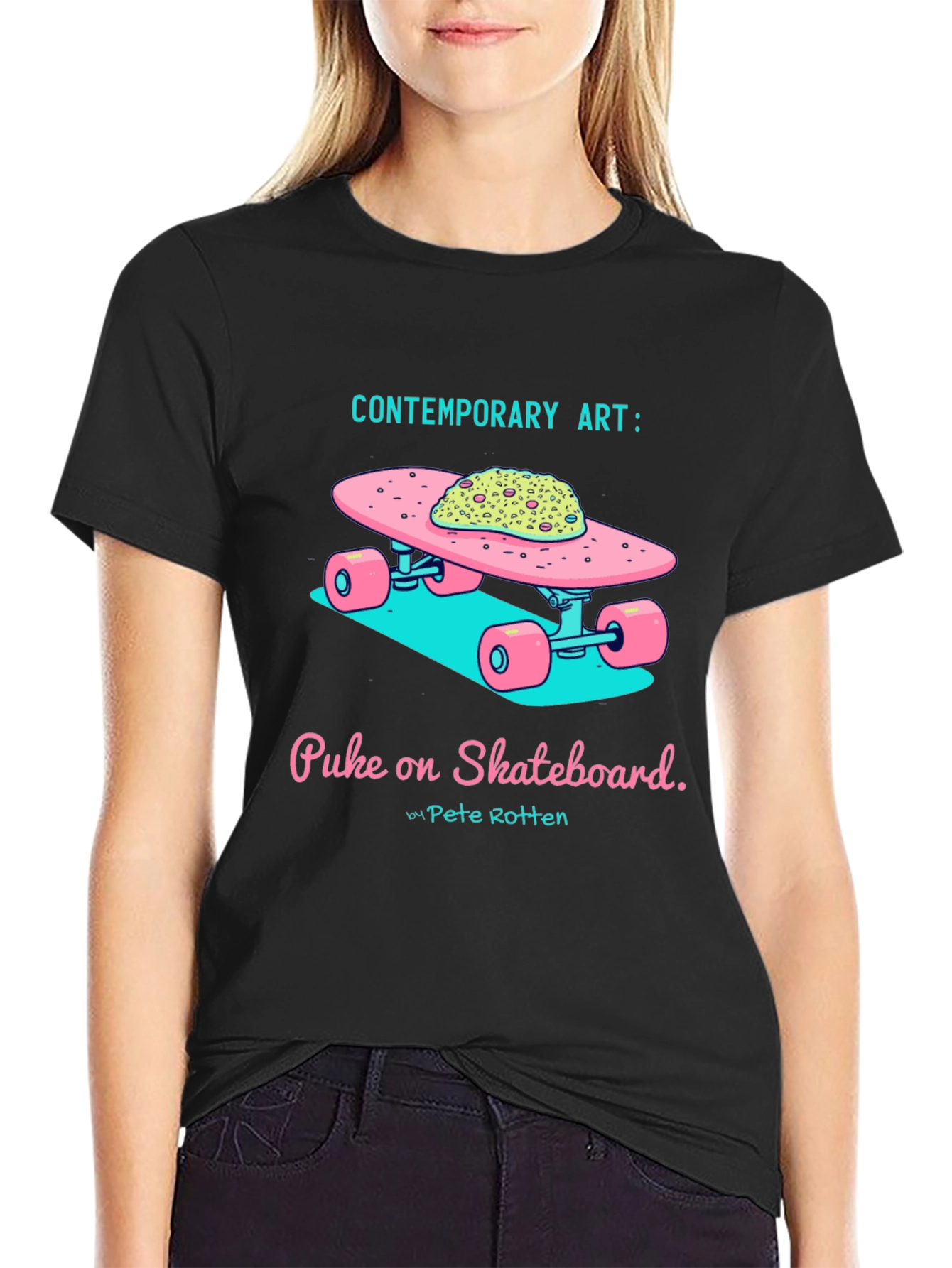 Contemporary Art: Puke on Skateboard Graphic Tee