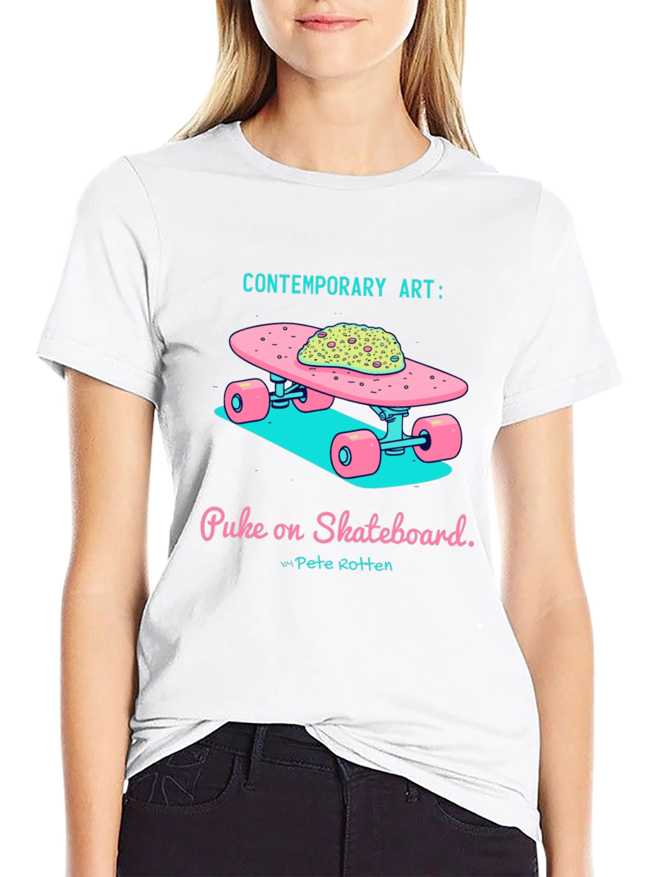 Contemporary Art: Puke on Skateboard Graphic Tee