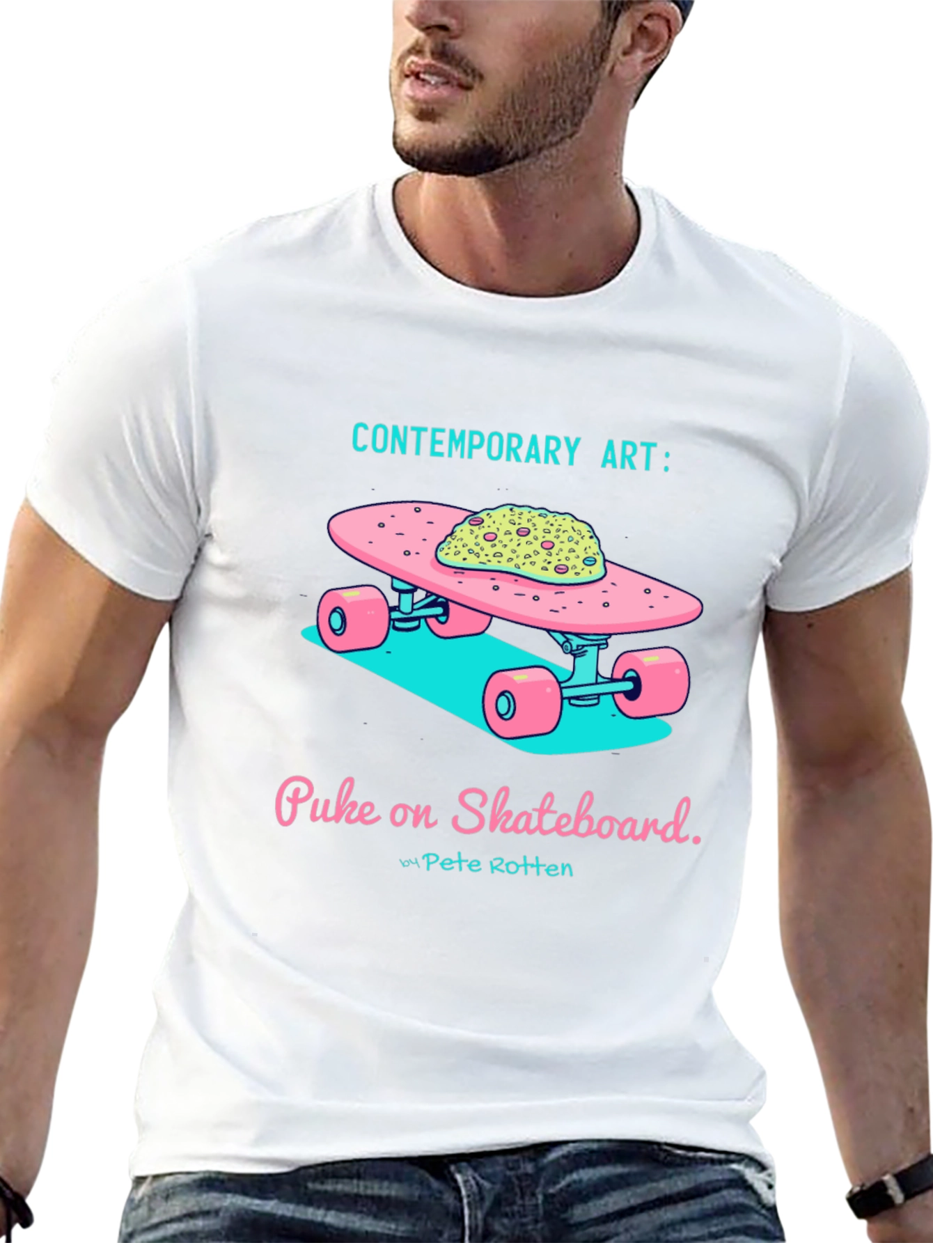 Contemporary Art: Puke on Skateboard Graphic Tee
