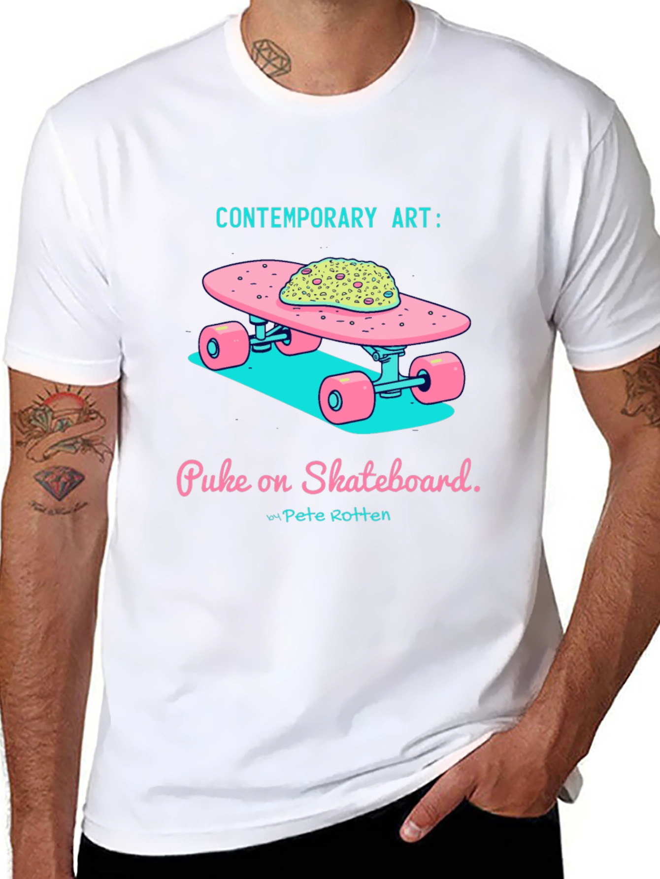 Contemporary Art: Puke on Skateboard Graphic Tee