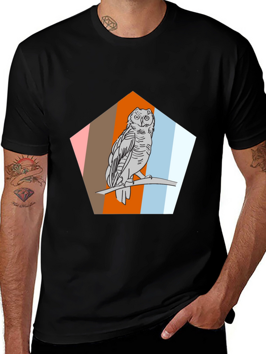 Owl Graphic Print Black T-Shirt