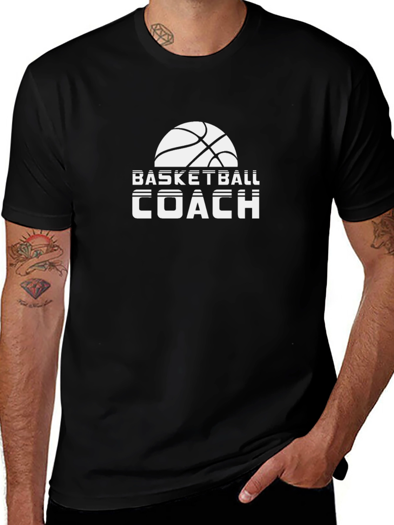 Basketball Coach Graphic Tee - Black Cotton T-Shirt