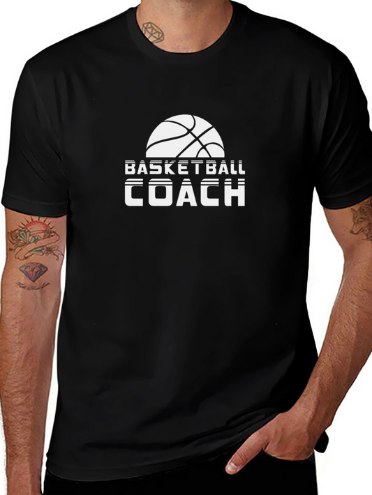 Basketball Coach Graphic Tee - Black Cotton T-Shirt