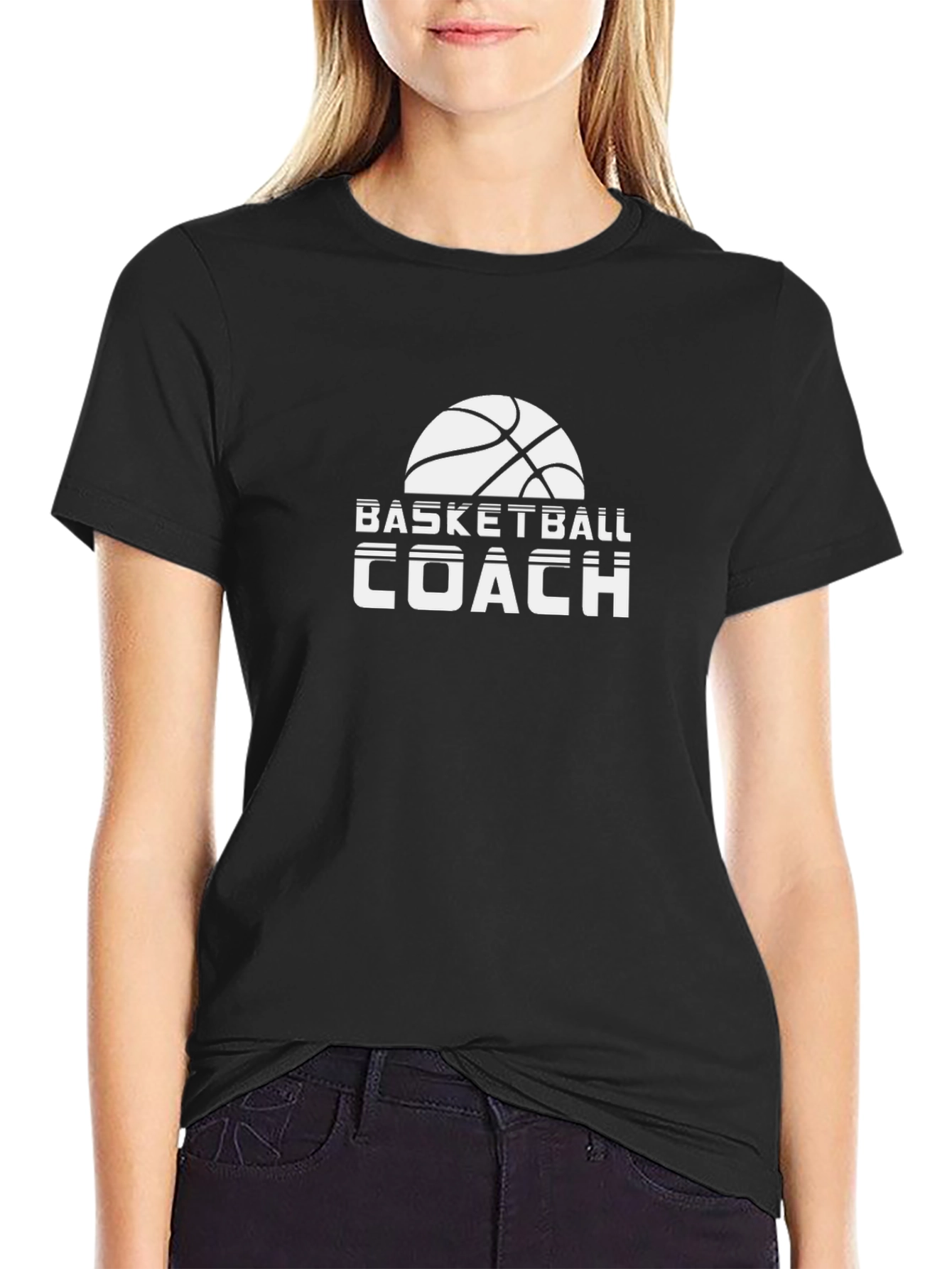 Basketball Coach Graphic Tee - Black Cotton T-Shirt