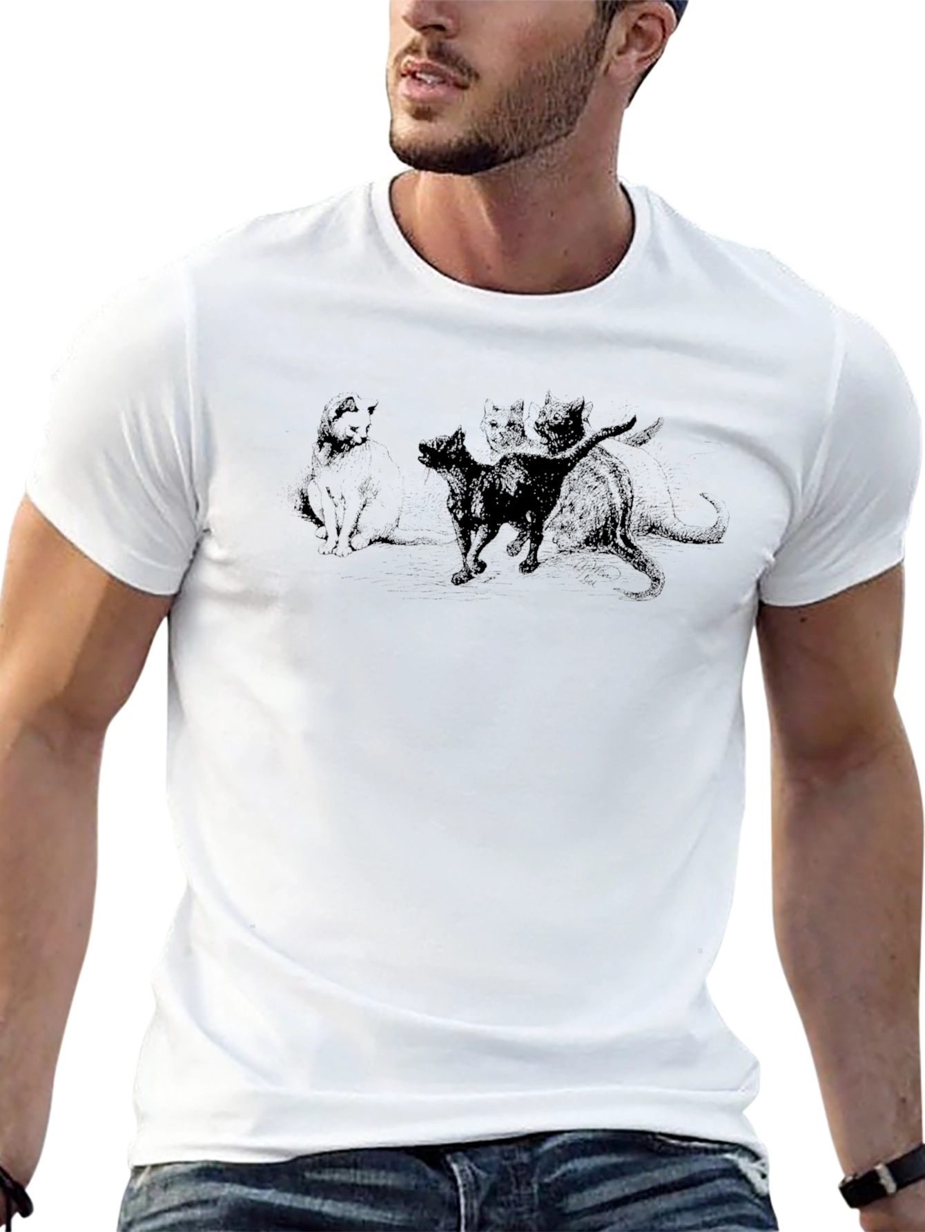 Cats Black T-Shirt Unisex