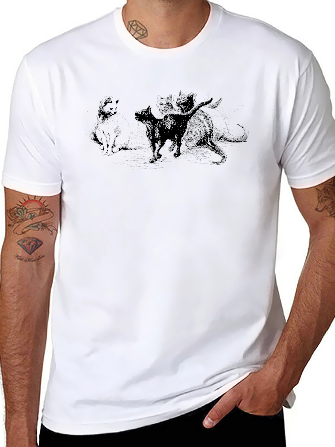 Cats Black T-Shirt Unisex