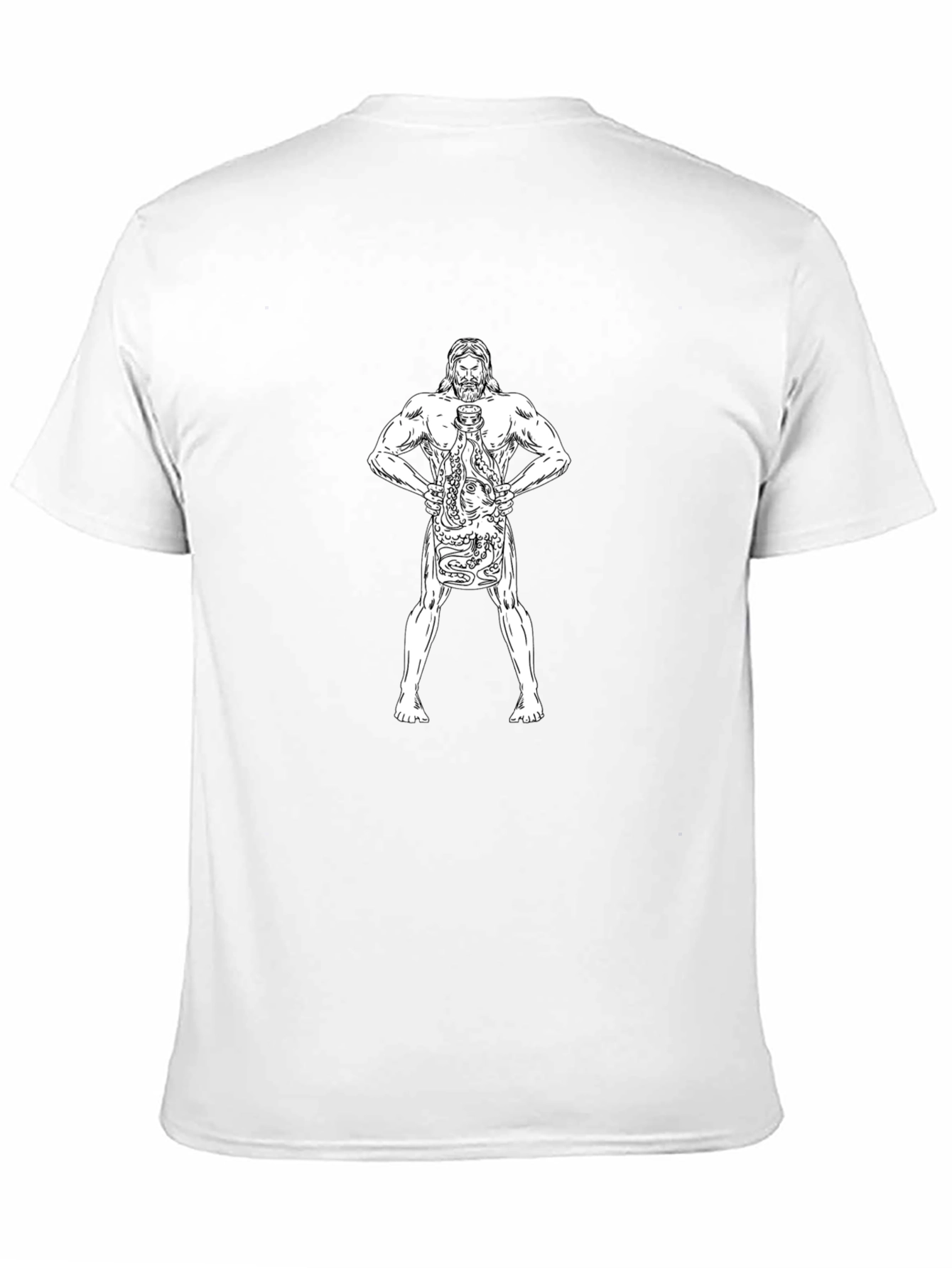 Poseidon Holding Octopus Tattoo Style T-Shirt