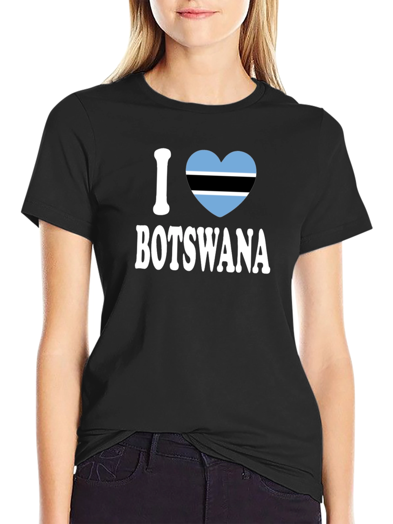 I Love Botswana T-Shirt - Botswana Flag Heart Design