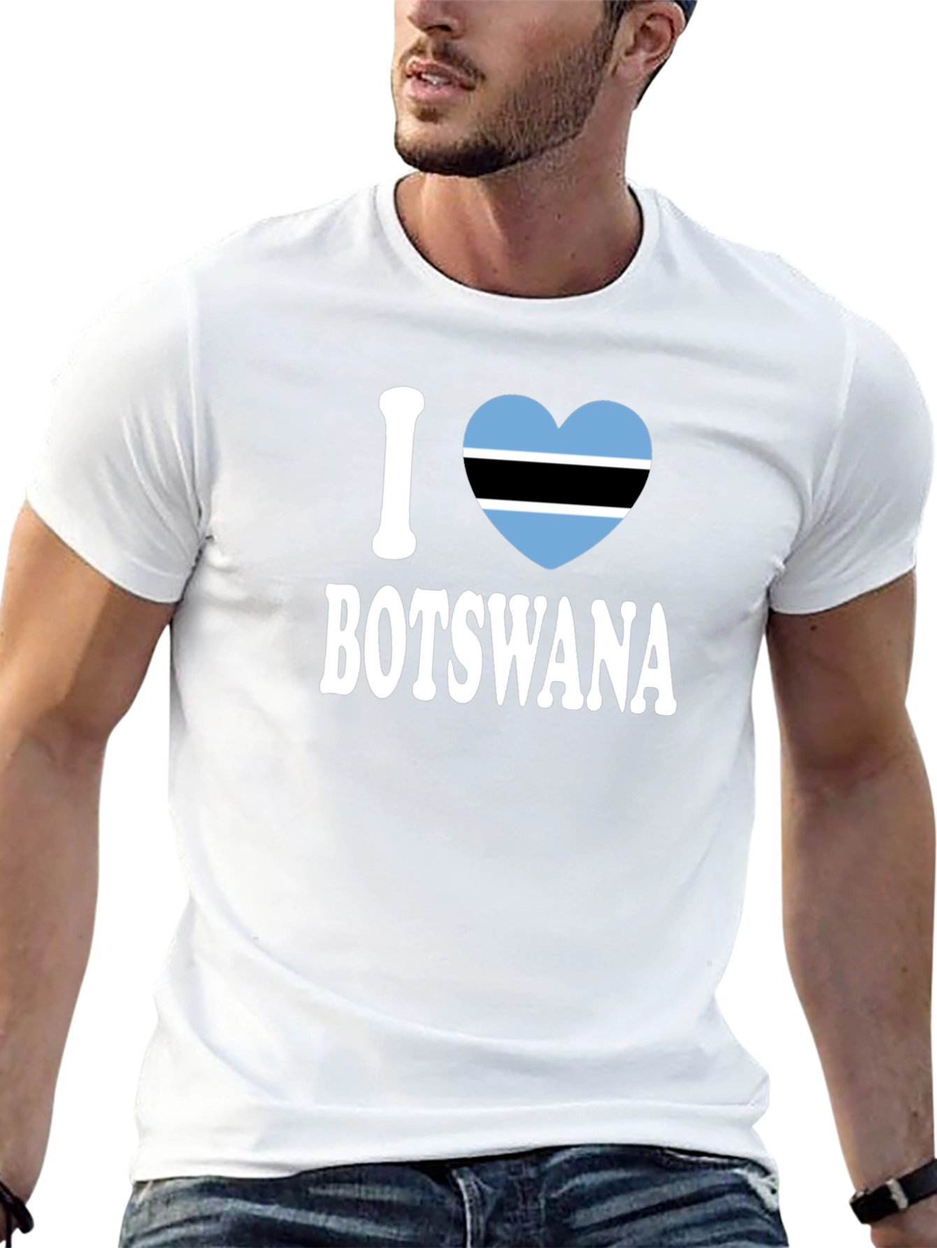I Love Botswana T-Shirt - Botswana Flag Heart Design