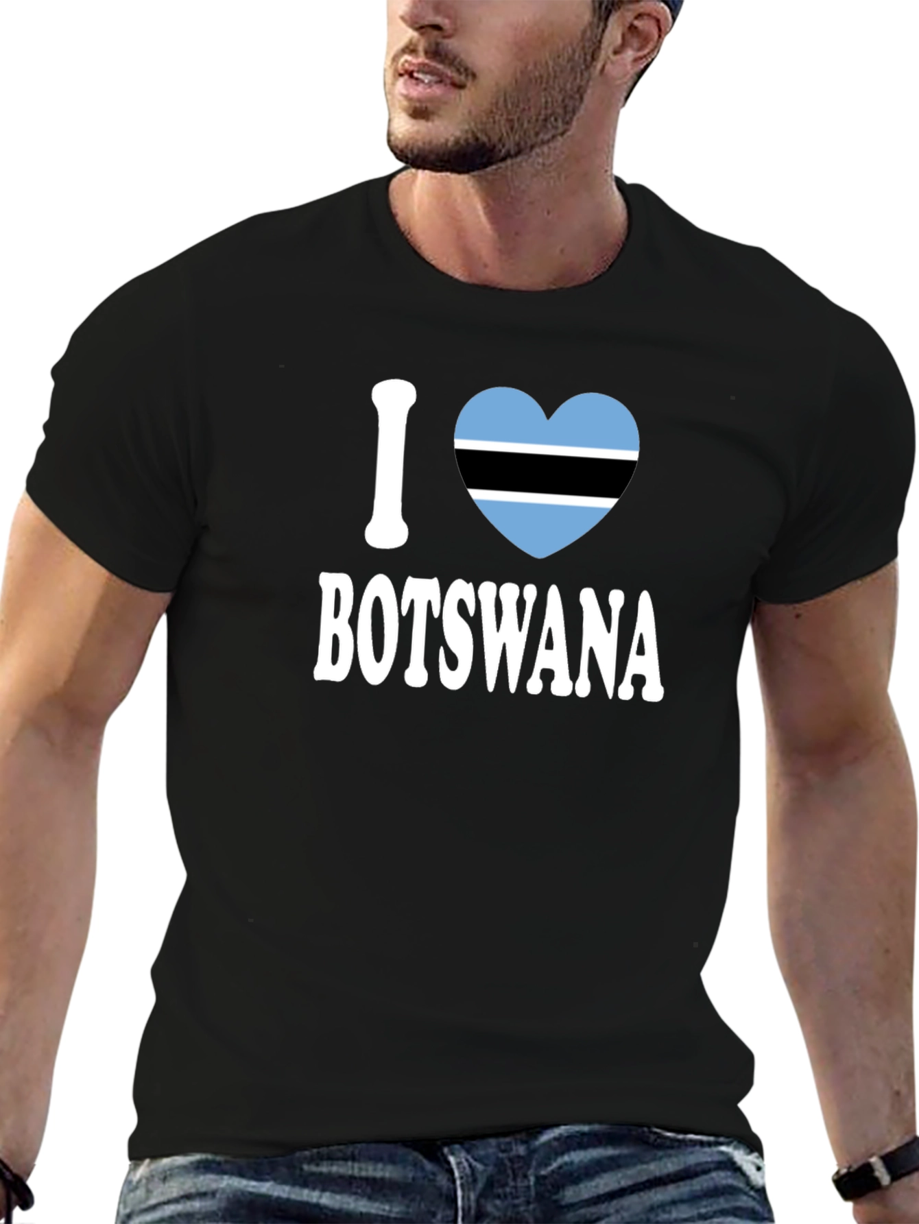 I Love Botswana T-Shirt - Botswana Flag Heart Design
