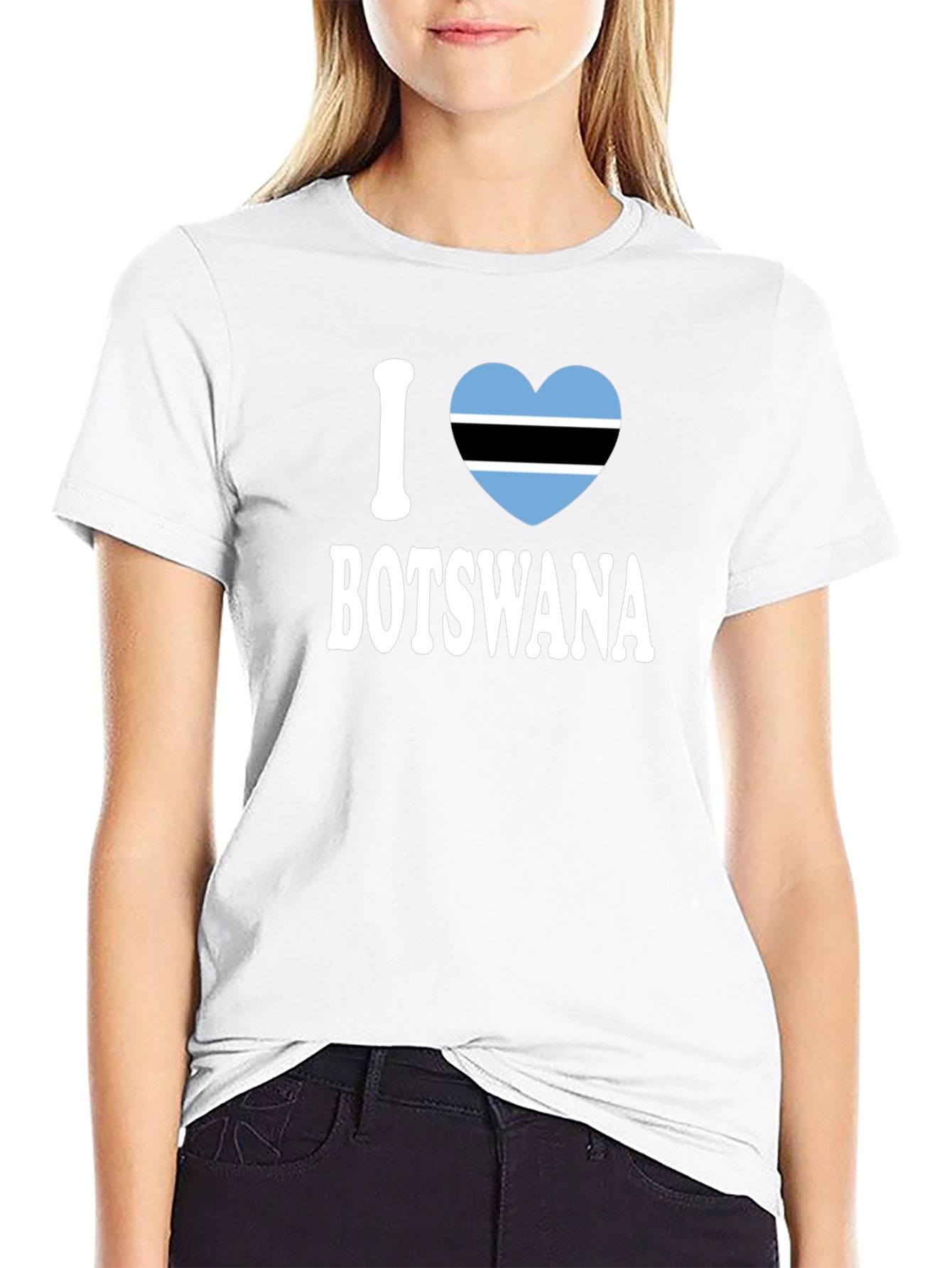I Love Botswana T-Shirt - Botswana Flag Heart Design
