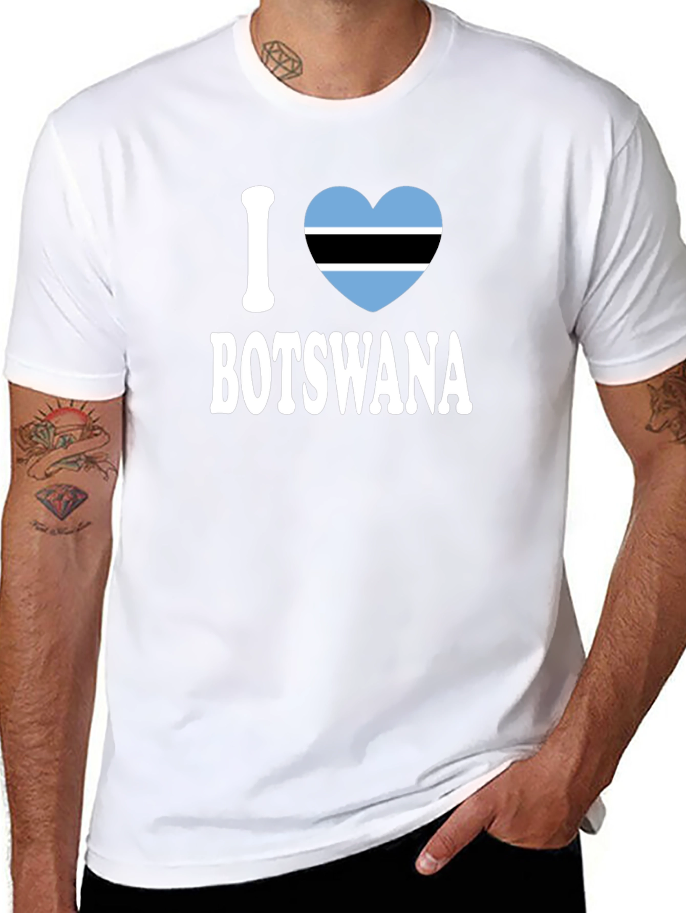 I Love Botswana T-Shirt - Botswana Flag Heart Design
