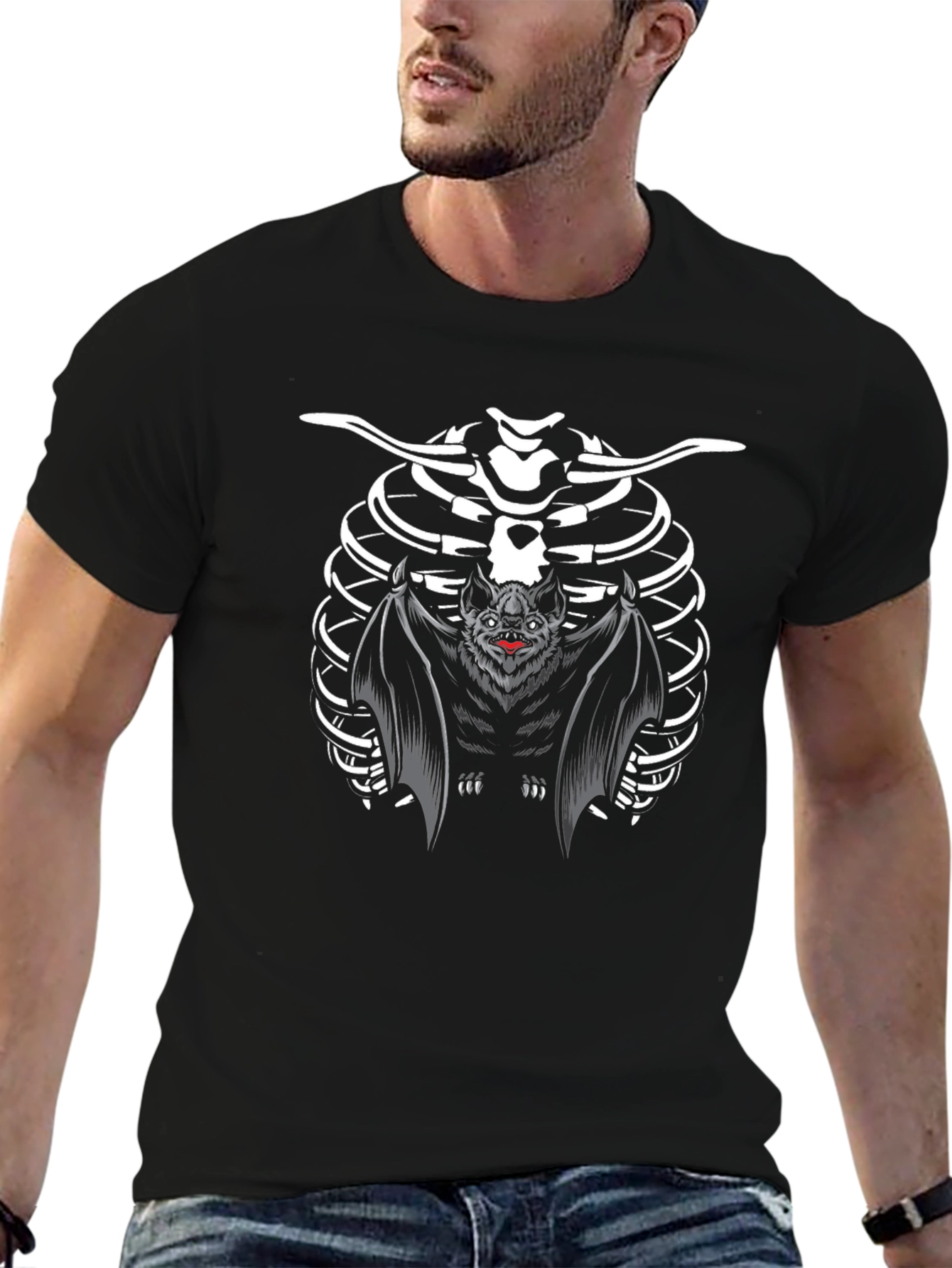 Bat Skeleton Ribcage Halloween T-Shirt