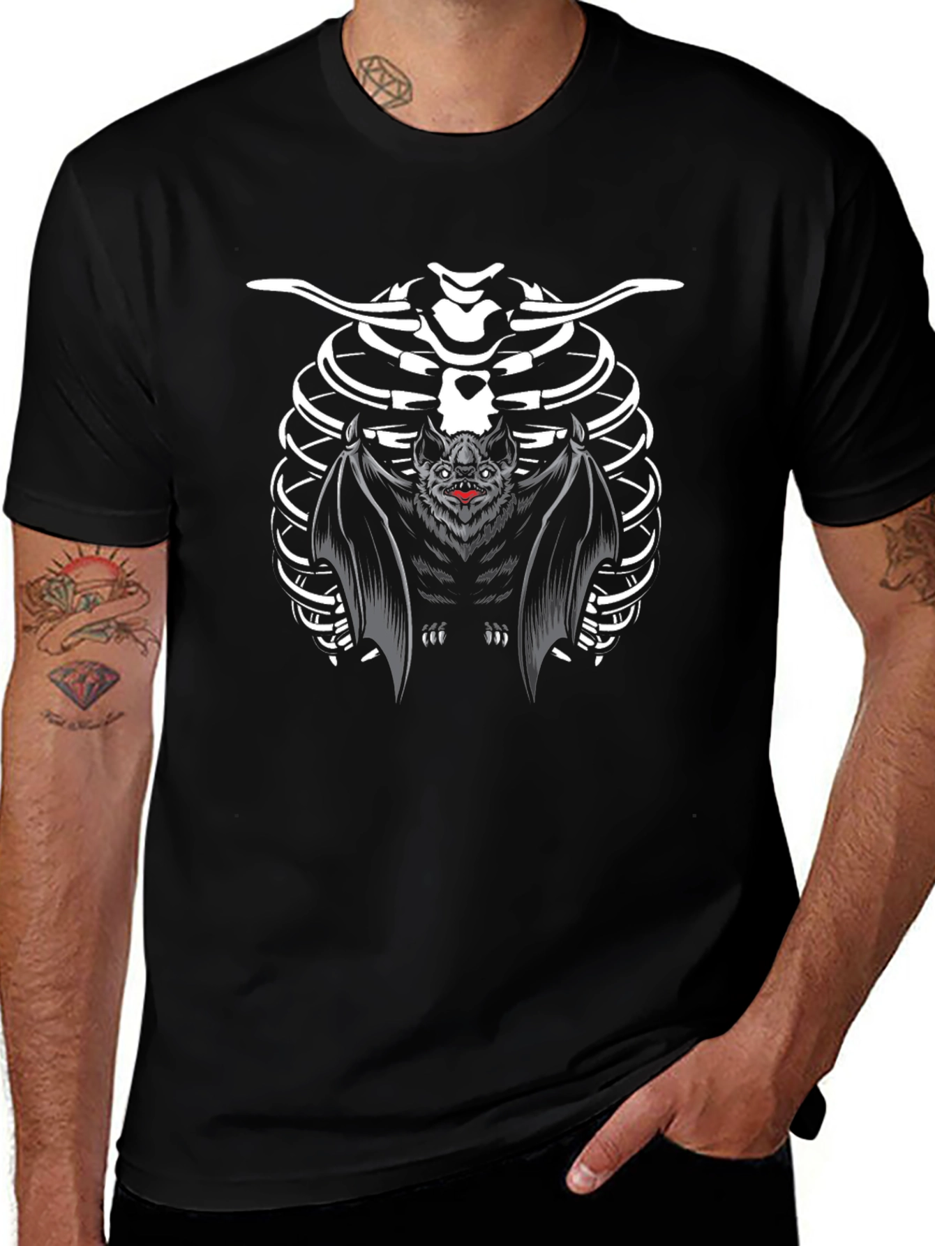 Bat Skeleton Ribcage Halloween T-Shirt